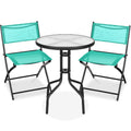 3-Piece Bistro Set w/ Glass Table, 2 Foldable Chairs - Mint