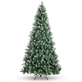 Pre-Decorated Christmas Tree w/ Pinecones, Flocked Branch Tips - 12ft