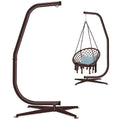 Curved Hanging Hammock C-Stand w/ All-Weather, Steel Frame - Stand Only - Brown
