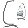 Curved Hanging Hammock C-Stand w/ All-Weather, Steel Frame - Stand Only - Gray