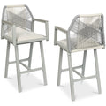Set of 2 Indoor/Outdoor Aluminum Swivel Barstools with Arms All-Weather Rope - Gray/Meteor