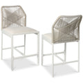 Set of 2 Indoor Outdoor Counter Height Bar Stools w/ All-Weather Rope - White/Alpine