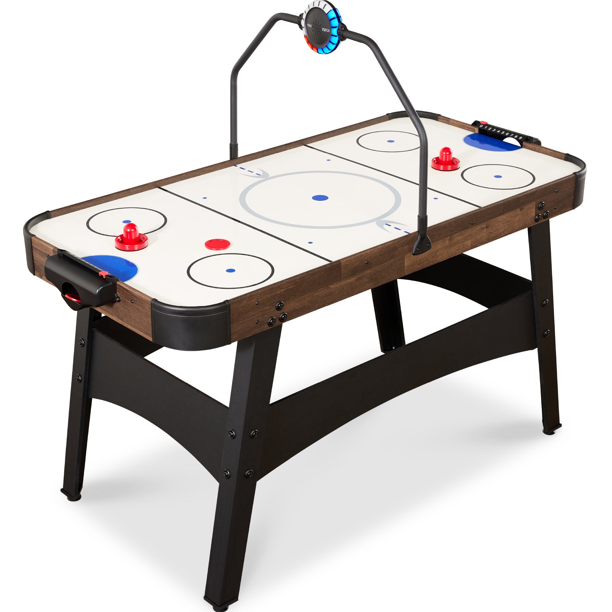 Air Hockey Game Table w/ LED Lights, Scoreboard, Powerful Motor - 54in - Walnut