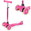 Kids Mini Kick Scooter Toy w/ Colorful Light-Up Wheels, Adjustable T-Bar - Light Pink
