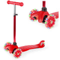 Kids Mini Kick Scooter Toy w/ Colorful Light-Up Wheels, Adjustable T-Bar - Red
