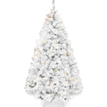 Pre-Lit White Snow Flocked Artificial Pine Christmas Tree w/ 2-in-1 Lights - 6ft