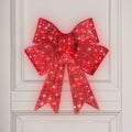 Pre-Lit Large Christmas Bow Decoration, Holiday Decor w/ 8 Functions - 24in