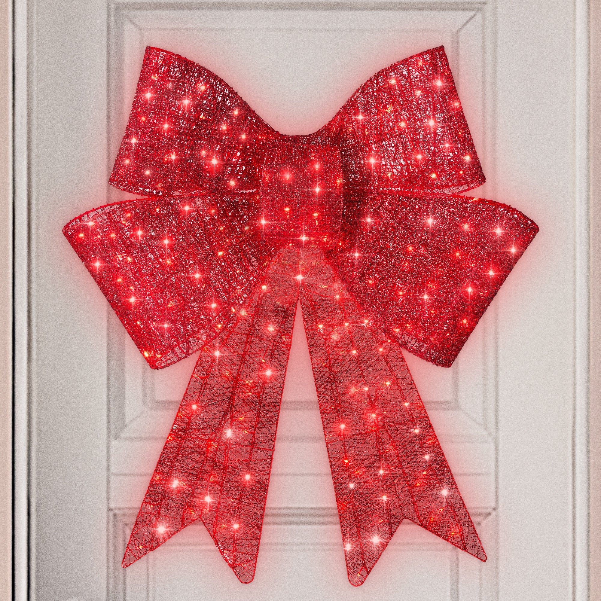 Pre-Lit Large Christmas Bow Decoration, Holiday Decor w/ 8 Functions - 36in