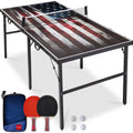 Portable Ping Pong Table Tennis Game Set w/ Paddles, Balls - 6x3ft - American Flag