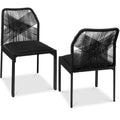 Set of 2 Indoor/Outdoor Aluminum Side Dining Chairs w/ All-Weather Rope - Black/Obsidian
