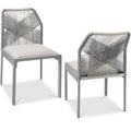 Set of 2 Indoor/Outdoor Aluminum Side Dining Chairs w/ All-Weather Rope - Gray/Meteor