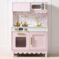 Pretend Play Cottage Kitchen Wooden Toy Set for Kids w/ 5 Accessories - Pink