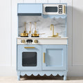 Pretend Play Cottage Kitchen Wooden Toy Set for Kids w/ 5 Accessories - Blue
