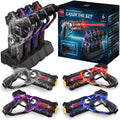 Set of 4 Rechargeable Laser Tag Blasters w/ Docking Station, No Vests Needed - Gray/ Purple/ Red/ Blue
