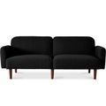 Curved Convertible Futon, Boucle Fabric Split-Back Sleeper Bed - Midnight Black