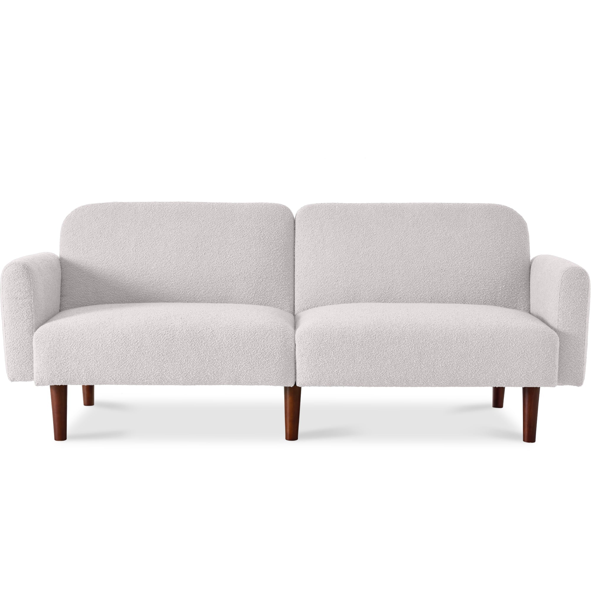 Curved Convertible Futon, Boucle Fabric Split-Back Sleeper Bed - Frost Gray