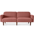 Curved Convertible Futon, Boucle Fabric Split-Back Sleeper Bed - Mauve