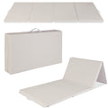 Folding Exercise Fitness Workout Gym Floor Mat w/ Handles - Sand