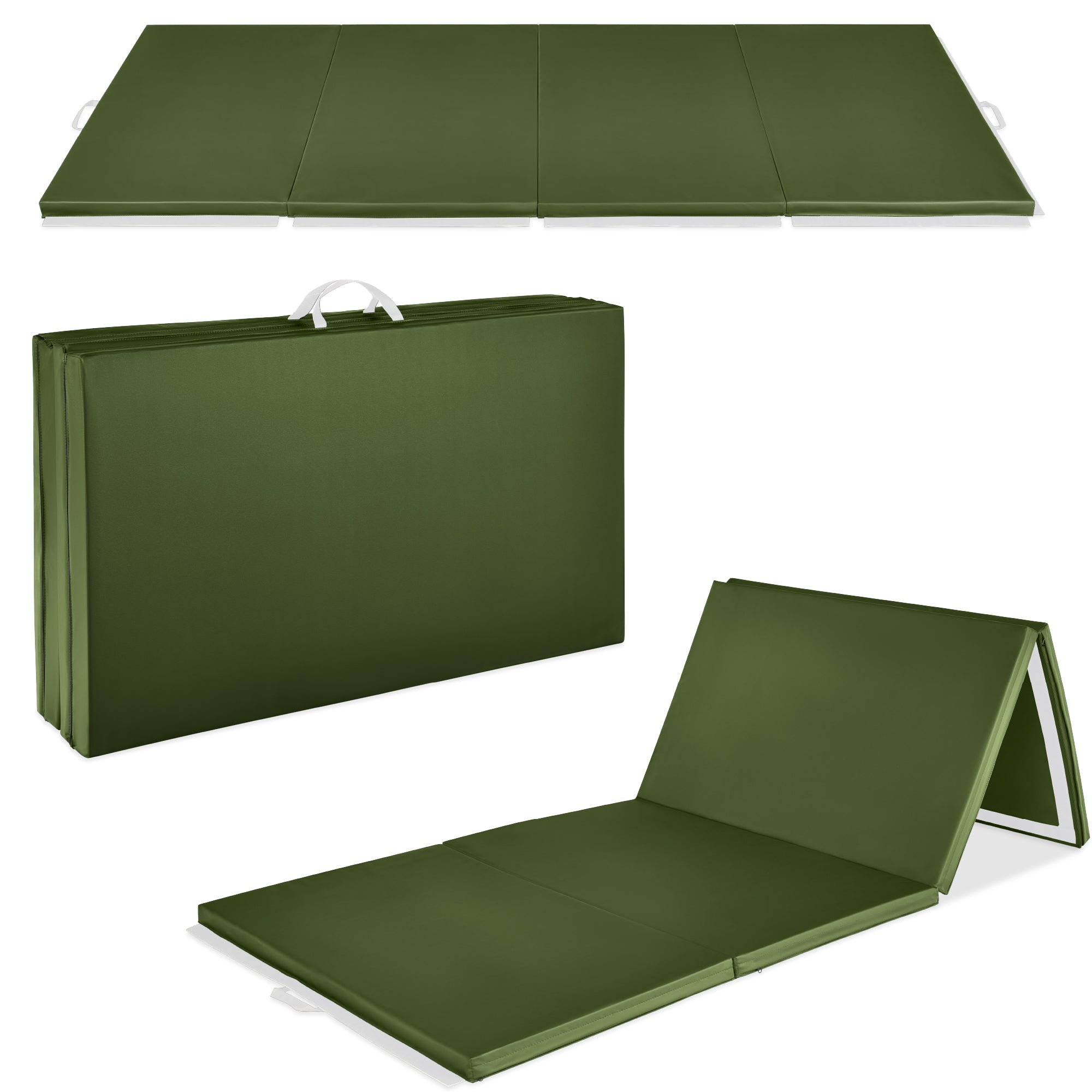 Folding Exercise Fitness Workout Gym Floor Mat w/ Handles - Jungle