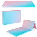 Folding Exercise Fitness Workout Gym Floor Mat w/ Handles - Rainbow Ombre