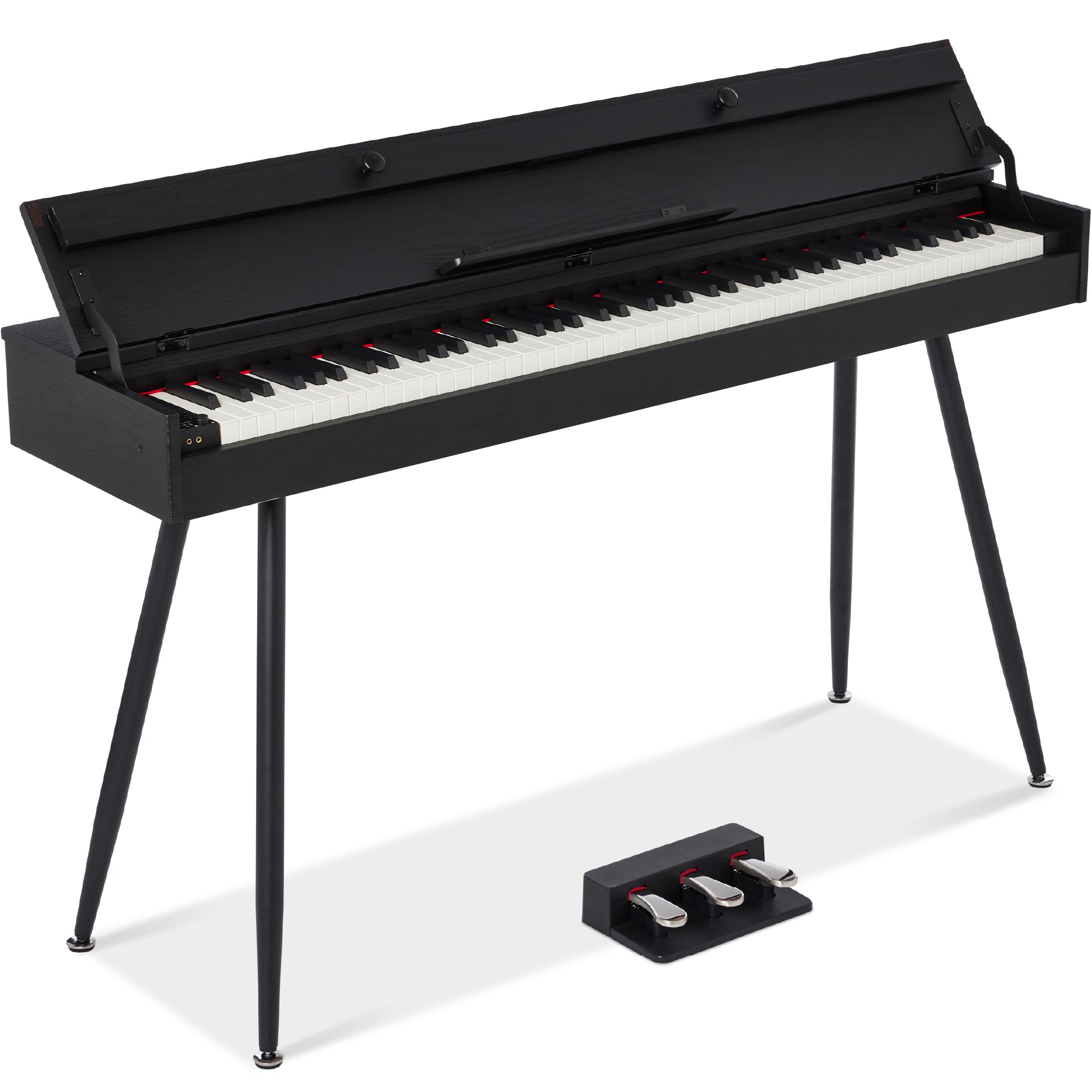 Modern 88 Key Fully Weighted Desk Style Digital Piano w/ Metal Legs - Black