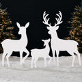 3-Piece 2D Deer Family Silhouette Yard Decoration w/ Buck, Doe, Fawn - 46in - White