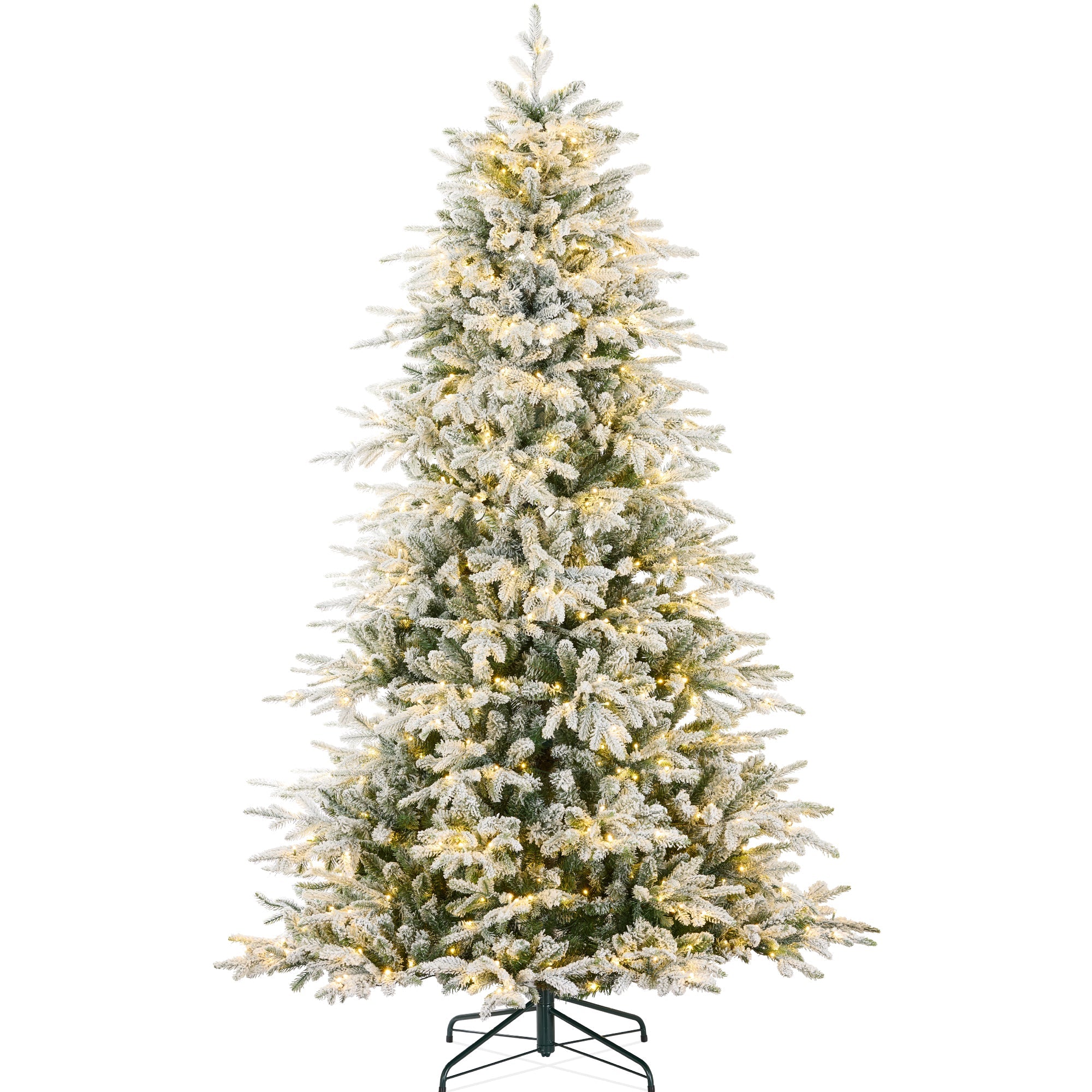 Pre-Lit Flocked Full Aspen Christmas Tree w/ 2-in-1 Glowing LED Lights - 6ft
