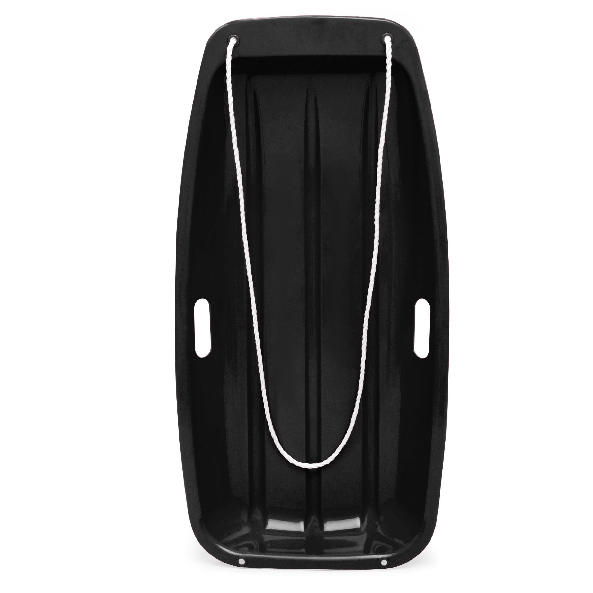 Kids Outdoor Plastic Toboggan Snow Sled Board w/ Pull Rope, Handles - 35in - Black