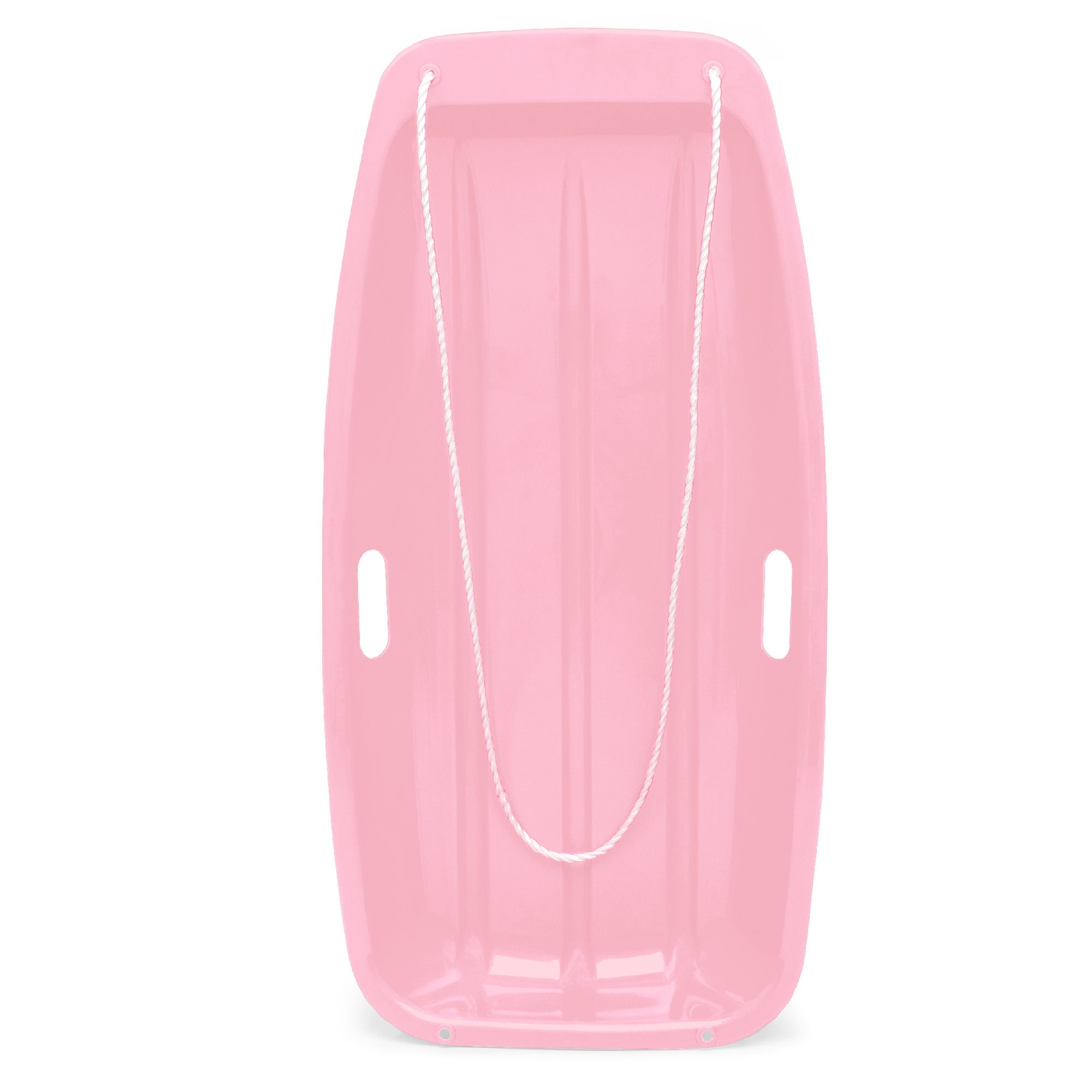 Kids Outdoor Plastic Toboggan Snow Sled Board w/ Pull Rope, Handles - 35in - Light Pink