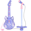 Kids Pretend Play Guitar Musical Instrument Toy w/ Microphone, Stand - 19in - Purple