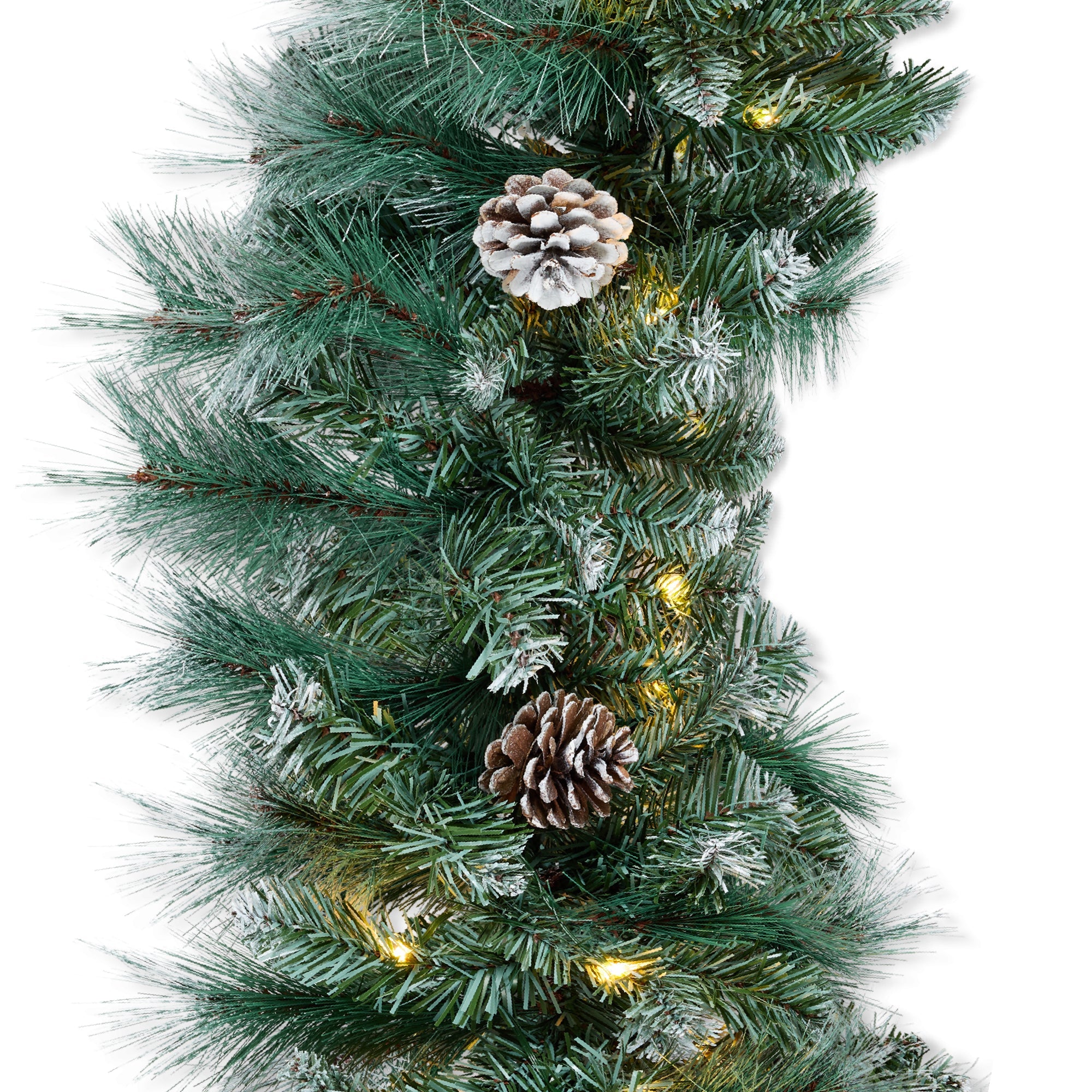 9Ft Pre-Lit Christmas Garland W/ 2-In-1 Led Lights - Frosted - Battery