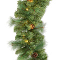 9Ft Pre-Lit Christmas Garland W/ 2-In-1 Led Lights - Green/Pinecones