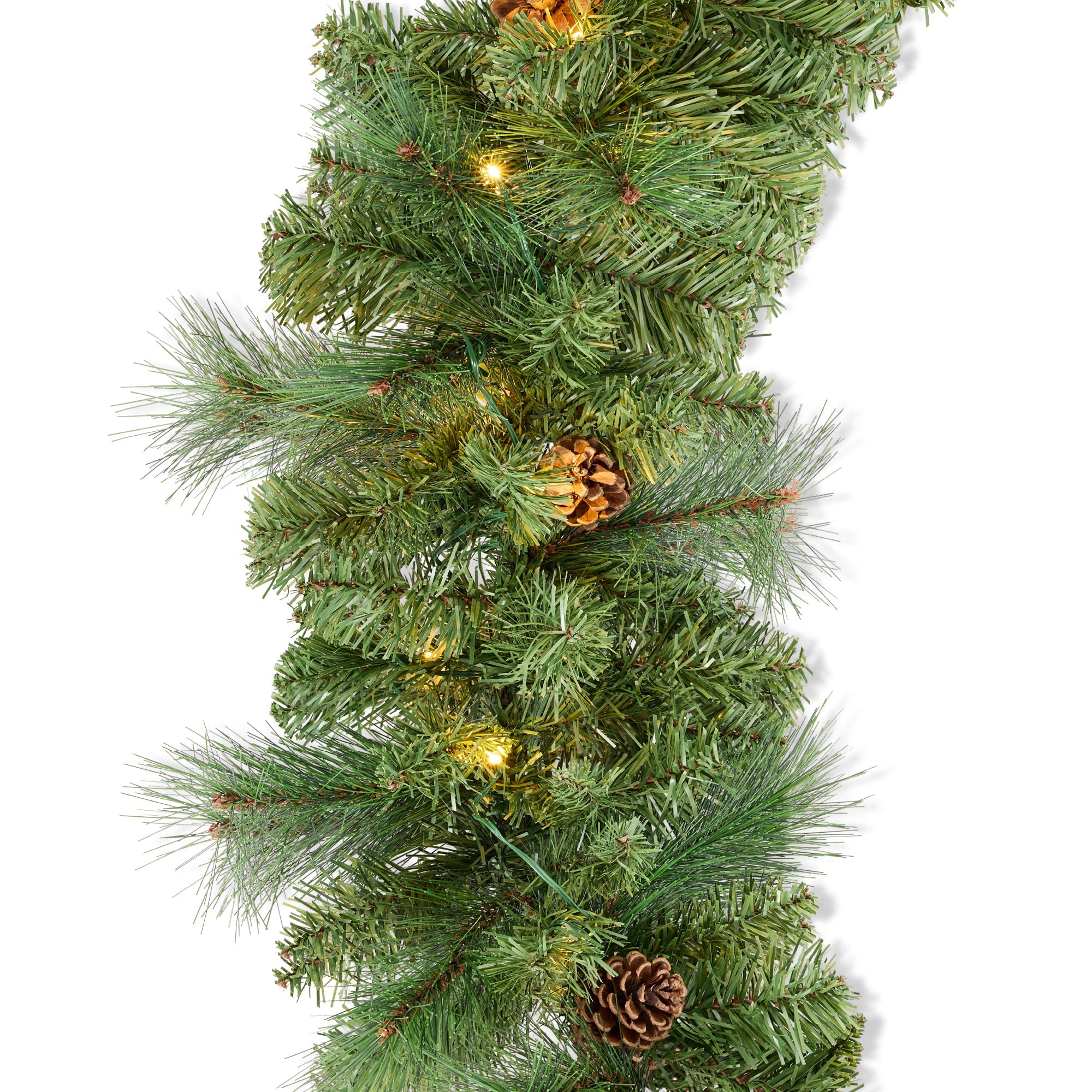 9Ft Pre-Lit Christmas Garland W/ 2-In-1 Led Lights - Green/Pinecones