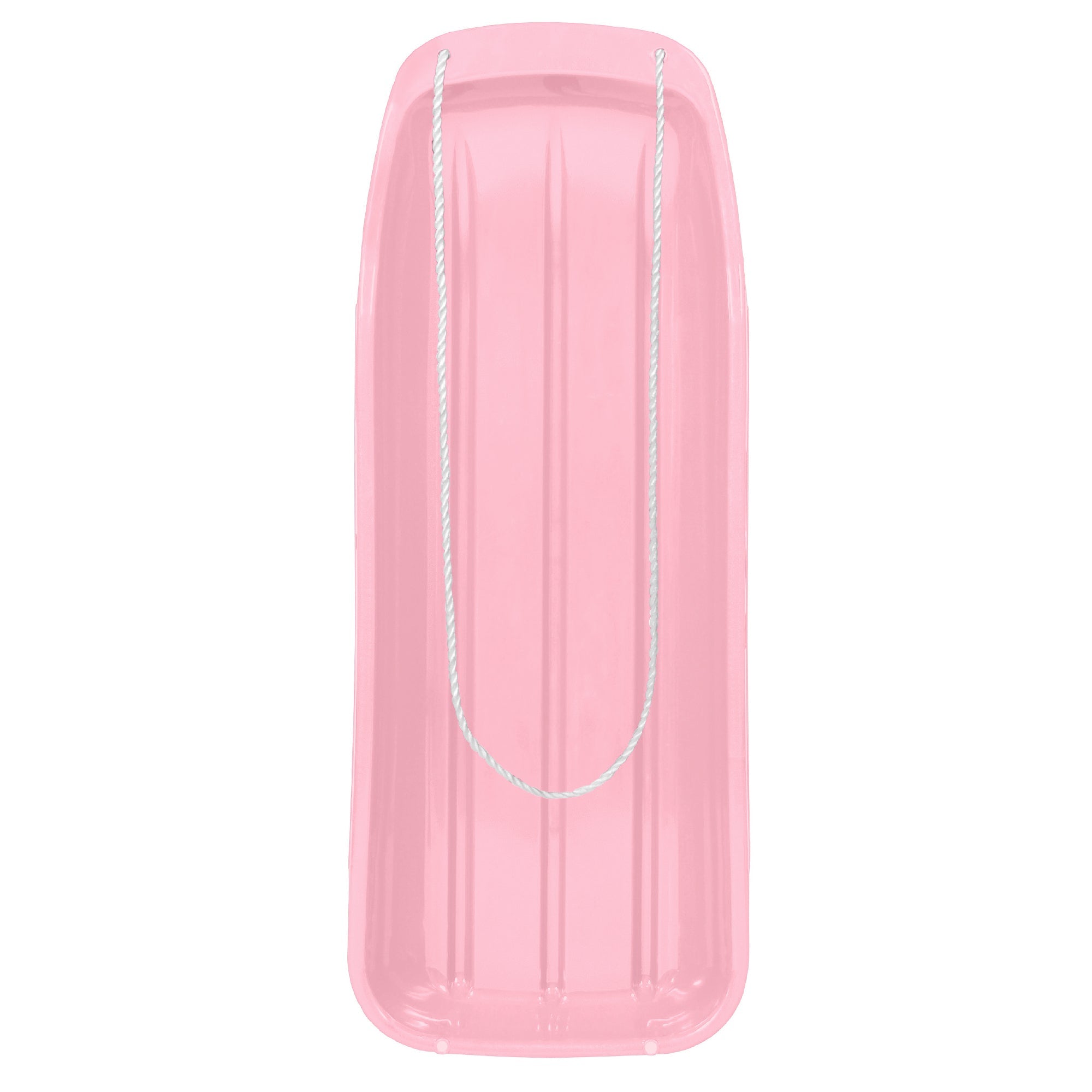 48in Kids Toboggan Snow Sled Board w/ Pull Rope, Curved Edges - Light Pink