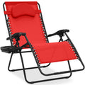 Oversized Reclining Zero Gravity Chair Lounger w/ Cup Holder, Pillow - Crimson Red