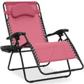 Oversized Reclining Zero Gravity Chair Lounger w/ Cup Holder, Pillow - Pink