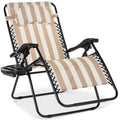 Oversized Reclining Zero Gravity Chair Lounger w/ Cup Holder, Pillow - Tan Striped
