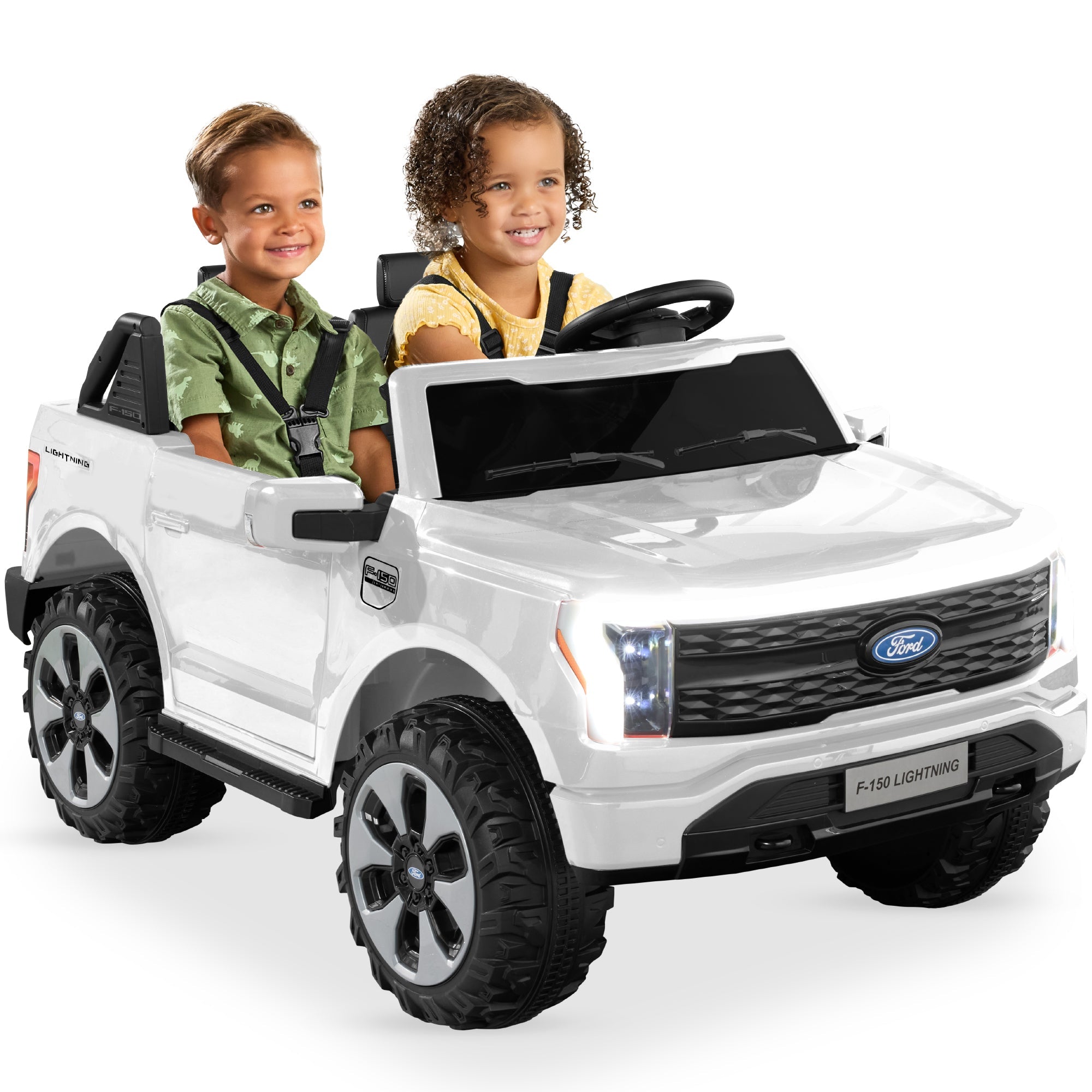 24V Kids Ride On Car Officially Licensed Ford Lightning w/ Remote, 2 Speeds - White