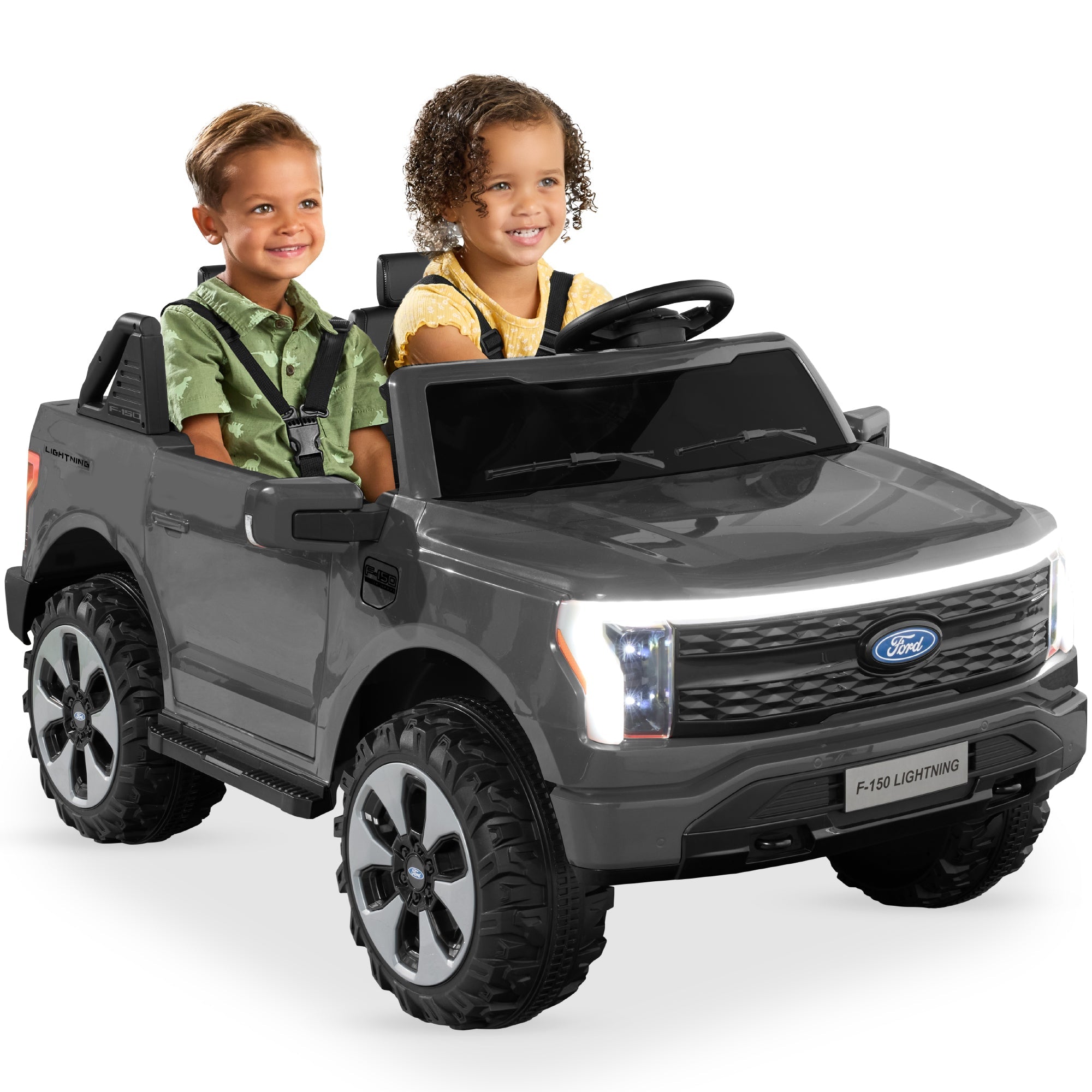 24V Kids Ride On Car Officially Licensed Ford Lightning w/ Remote, 2 Speeds - Gray