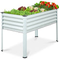 Elevated Galvanized Metal Garden Bed w/ Corner Protectors - 48x24x30in - Silver