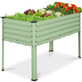 Elevated Galvanized Metal Garden Bed w/ Corner Protectors - 48x24x30in - Sage Green