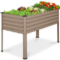Elevated Galvanized Metal Garden Bed w/ Corner Protectors - 48x24x30in - Taupe