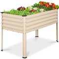 Elevated Galvanized Metal Garden Bed w/ Corner Protectors - 48x24x30in - Beige