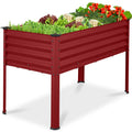 Elevated Galvanized Metal Garden Bed w/ Corner Protectors - 48x24x30in - Royal Red