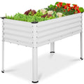 Elevated Galvanized Metal Garden Bed w/ Corner Protectors - 48x24x30in - White