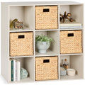 9-Cube Bookshelf Storage Display w/ 3 Removable Panels, Customizable Design - Whitewash