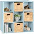 9-Cube Bookshelf Storage Display w/ 3 Removable Panels, Customizable Design - Light Blue