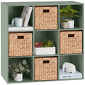 9-Cube Bookshelf Storage Display w/ 3 Removable Panels, Customizable Design - Sage