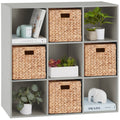 9-Cube Bookshelf Storage Display w/ 3 Removable Panels, Customizable Design - Gray