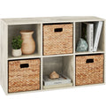6-Cube Bookshelf, 11in Storage Display w/ Removable Panels, Customizable - Whitewash